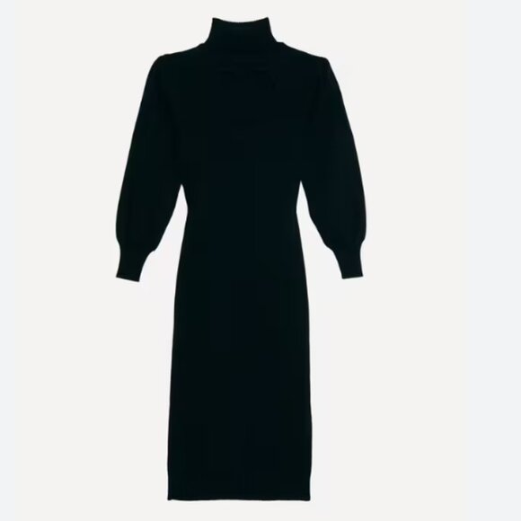 Farm Rio Heart Neckline Rib Knit Midi Dress Black Size Small NWT - Picture 4 of 9